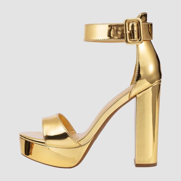 NEW Dream Pairs Metallic Gold High Heels / Open Toe Platform Sandals US 7.5 - Picture 1 of 8